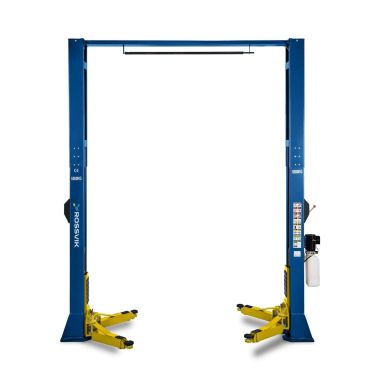 Автоподъемник двухстоечный ROSSVIK V2-5.5L г/п 5.5т, 380В, с верхней синхронизацией. Синий