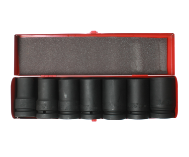 Набор головок торцевых 1" 6-ти гранных 24-38мм ударных глубоких 7 предметов в кейсе JTC-J807L #2