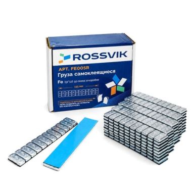 Груза клеевые (Fe) для легковых колес ROSSVIK FE005R, 12*5 г, 115 мм, на бумажной основе (50шт./кор.)