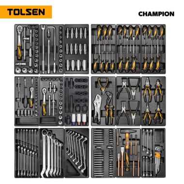 Набор инструментов 239 предметов, "CHAMPION", для тележки, 18 ложементов TOLSEN TT85416-239