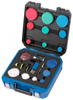 Пневмошлифмашинка угловая орбитальная, эксцентрик, в комплекте с насадками, диам. 25, 50, 75 мм NP3225K