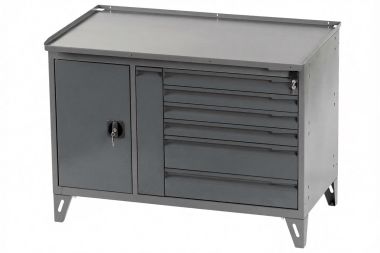 Верстак слесарный двухтумбовый, 7 серых ящиков NW217 7012/7015
