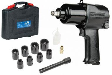 Пневмогайковерт ударный 1/2", 850 Нм, с головками в кейсе NP14085K