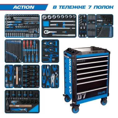 Набор инструментов "ACTION" в синей тележке, 327 предметов KING TONY 9SQ31-327MRV #1