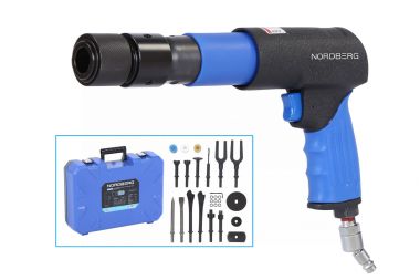 Пневмозубило 250 мм, с комплектом насадок и быстросъемным держателем в кейсе, 20 предметов NP5070K1