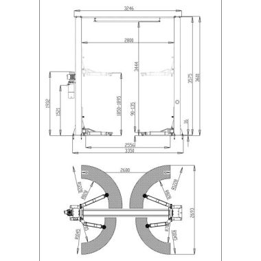 Автоподъемник двухстоечный ROSSVIK V2-4L г/п 4.0т, 220В, электрогидравлический с верхней синхронизац #2