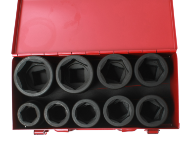 Набор головок торцевых 1" 6-ти гранных 27-50мм ударных 9 предметов в кейсе JTC-J809M #2