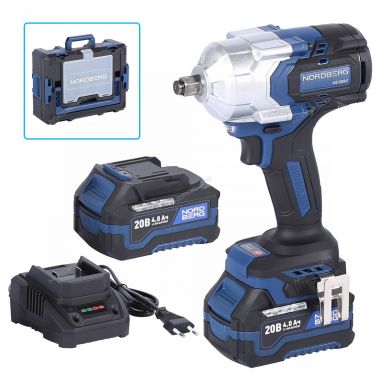 Гайковерт аккумуляторный, 1/2", 21 В, 1200 Нм, два аккумулятора 4A и зарядное устройство, в кейсе NE808K