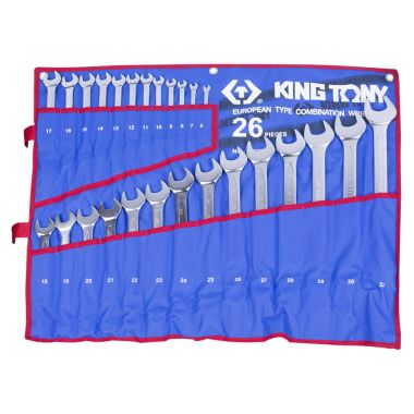 НАБОР КОМБИНИРОВАННЫХ КЛЮЧЕЙ, 6-32 ММ ЧЕХОЛ ИЗ ТЕТОРОНА, 26 ПРЕДМЕТОВ KING TONY 1226MRN #1