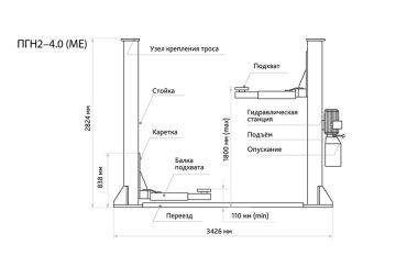 Подъемник 2-х стоечный, 4 т., ПГН2-4.0 (МЕ) 380В #4