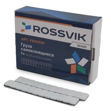 Груза клеевые (Fe) для легковых колес ROSSVIK FE005W, 12*5 г, тонкие, БЕЛАЯ эмаль, (50шт./кор.) #2