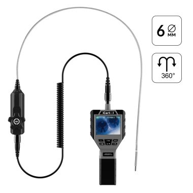 Видеоэндоскоп управляемый, 3.5", 1Мп, 1280x720, 1м, 6мм, 360° iCartool IC-V202 #1