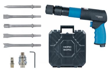 Пневмозубило 250 мм, с комплектом насадок и быстросъемным держателем в кейсе NP5070K #4