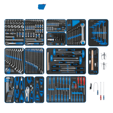 Набор инструментов 325 предметов, "BOARD", для тележки, 15 ложементов KING TONY 934-325MRVD