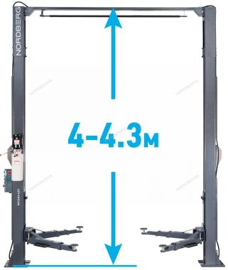 Подъемник 380V 2х стоечный 4,5т с верхней синхронизацией с электростопорами NORDBERG N4124HE-4,5G